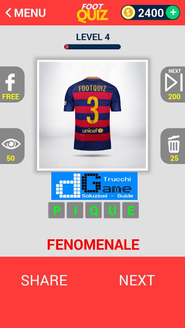 FootQuiz Calcio Quiz Football ( SHIRT) soluzione livello 1-10