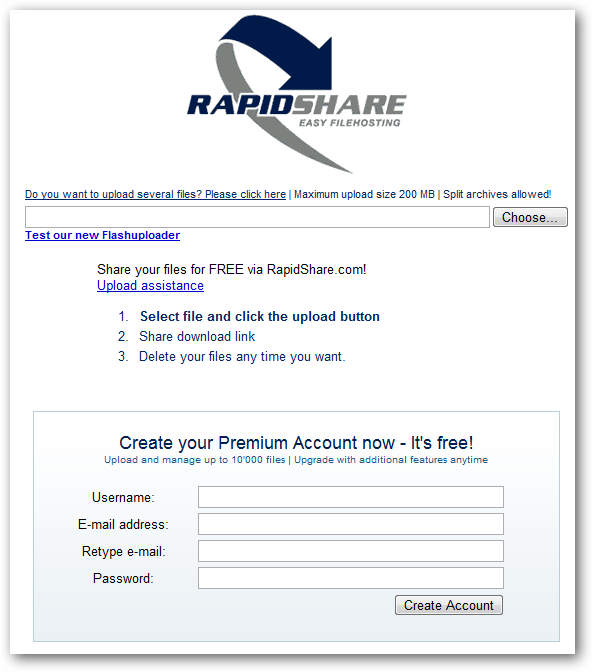 free rapidshare premium account today