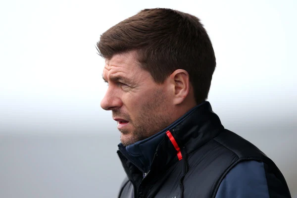 Steven Gerrard, Manager of Liverpool during the UEFA Youth League Quarter-Final between Manchester City and Liverpool at Manchester City Football Academy on March 14, 2018 in Manchester, England