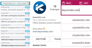 Cara mengubah font di bio Instagam