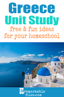 This Greece unit study is packed with activities, crafts, book lists, and recipes for kids of all ages! Make learning about Greece in your homeschool even more fun with these free ideas and resources. #Greece #homeschool