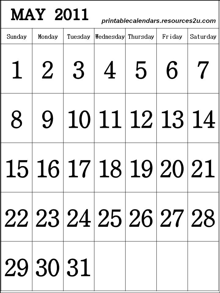 may calendars 2011. Downloadable Calendar 2011 May