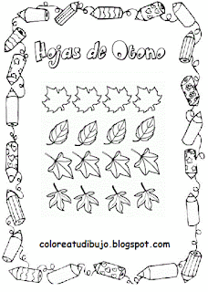 Colecccion de hojas de Otoño para colorear