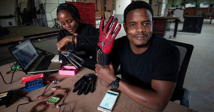 25-Year-Old From Kenya Invented Smart Gloves That Convert Sign Language Into Audio Speech