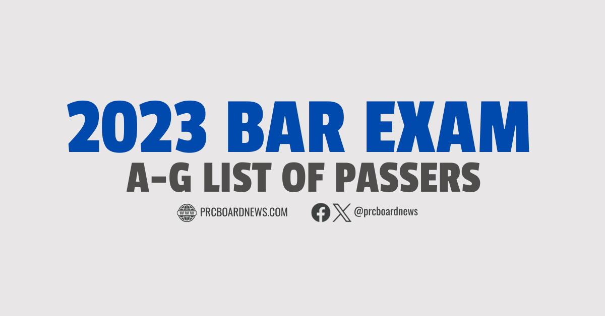 A-G List of Passers: 2023 Bar Exam Result