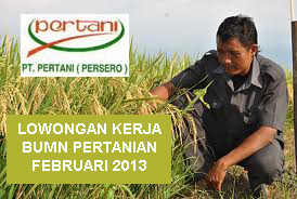 Lowongan Kerja BUMN 2013 : Pertani Persero Karir Masa Februari Bidang Teknik Tingkat D3 & S1