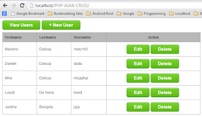 CRUD with jQuery and PHP - screenshot