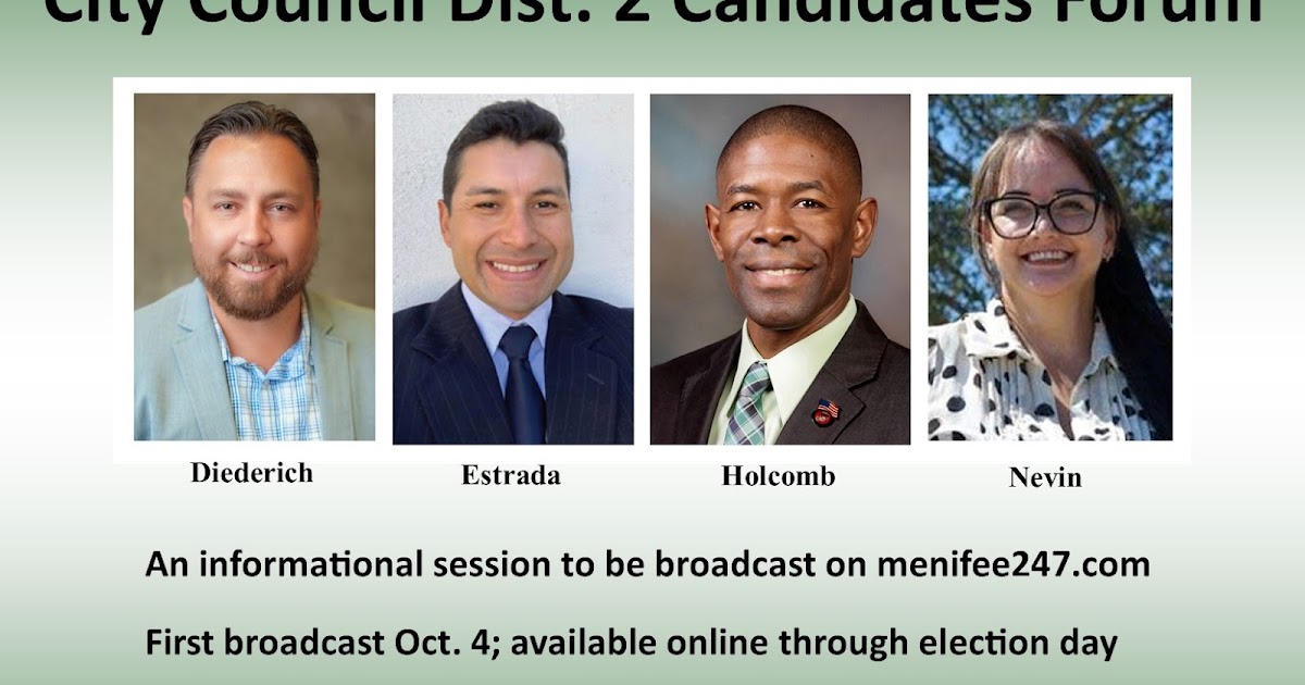 City Council District 2 forum set for October broadcast Menifee 24/7 pic
