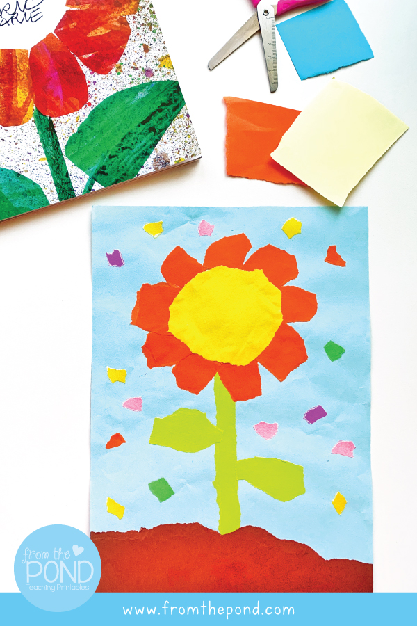 Spring flower torn paper art project