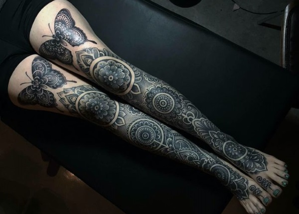 O preto e o Cinza Perna Tatuagem para Mulheres