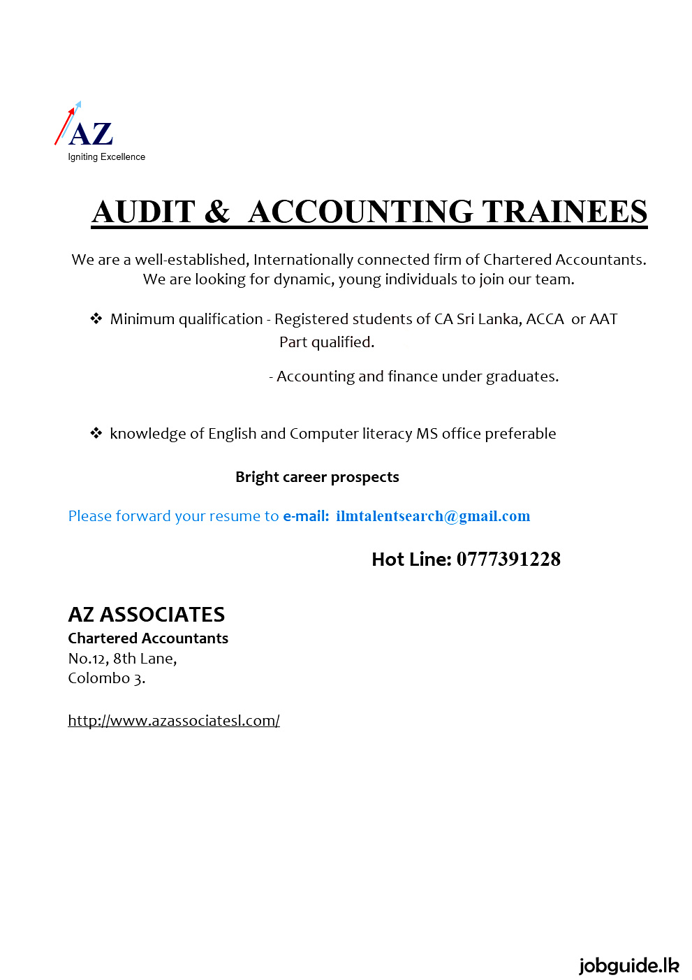 Audit and Accounting Trainee Job for Part Qualification