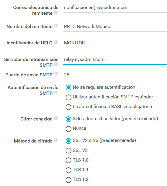 PRTG: Configurar notificaciones