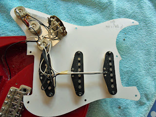 Fender Stratocaster under the pickguard