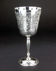 ANTIQUE STYLE 20thC SET OF 6 SOLID SILVER GOBLETS, BIRMINGHAM c.1971