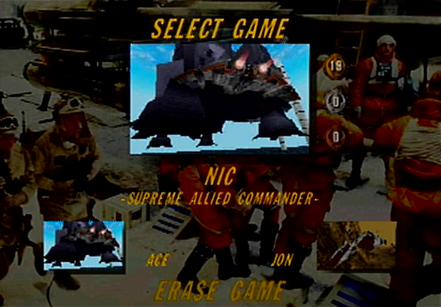 Star Wars: Rogue Squadron Select Game Screen
