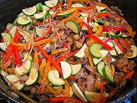 Onions, Eggplant, Bell Peppers, Zucchini