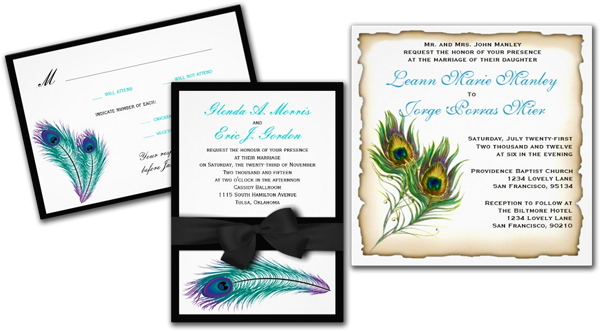  Peacock Tuxedo Wedding Invitation