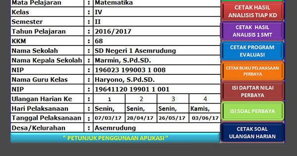 Aplikasi Analisis Nilai Ulangan Harian K13 dan KTSP Lengkap 