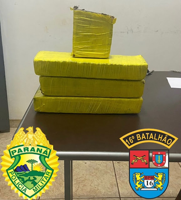 PM PRENDE JOVEM COM QUASE TRÊS QUILOS DE MACONHA EM MANOEL RIBAS