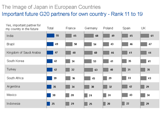 Important future G20 partners for own country - Rank 11 to 19