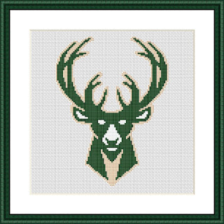 Milwaukee Bucks logo cross stitching embroidery - Tango Stitch