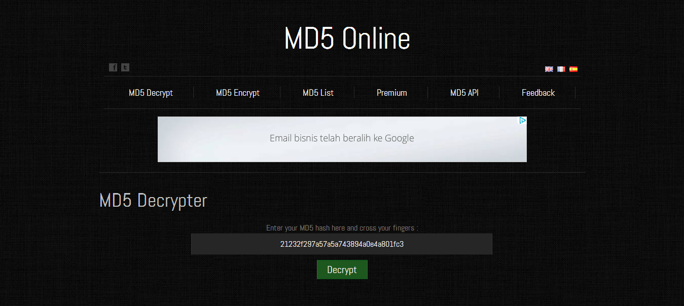 CARA DECRYPT PASSWORD MD5