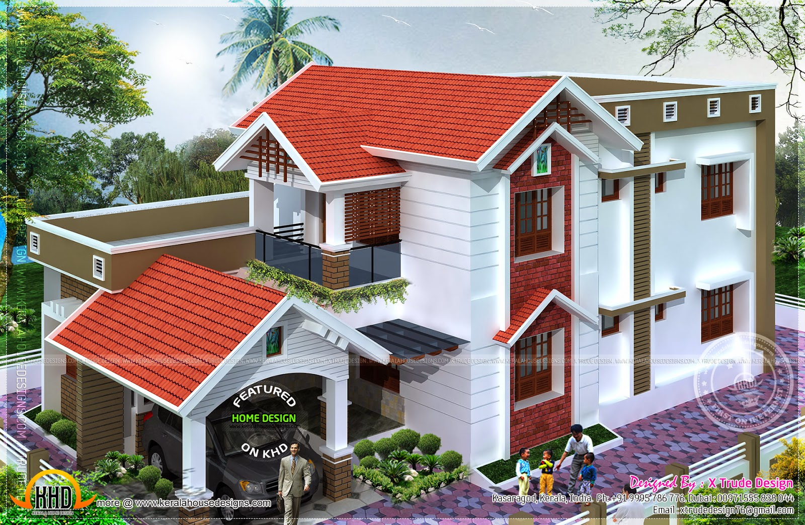 2401 square feet nice  house  renderings Kerala home  