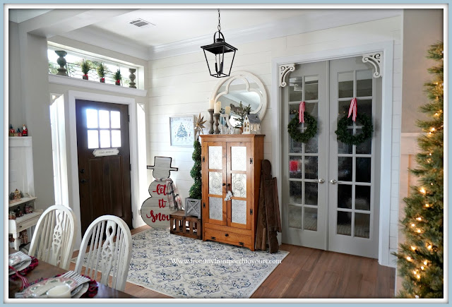 Cottage- Farmhouse- Christmas -Foyer-French-Country-Pie-Safe-From My Front Porch To Yours