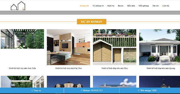 Mẫu website dịch vụ thiết kế biệt thự chất lượng hiện nay