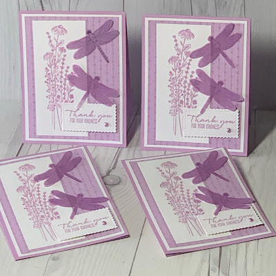 Handmade card collection of greeting cards using Stampin' Up! Dragonfly Garden