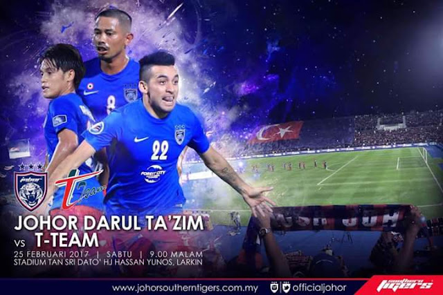 Live Streaming Keputusan JDT vs T-Team 25 Februari 2017 