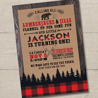 lumberjack birthday, birthday invitation, little lumberjack