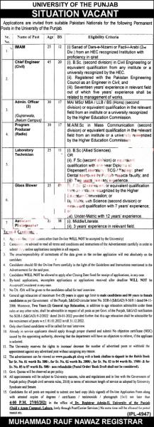 University of Punjab jobs 2022 govt jobs 