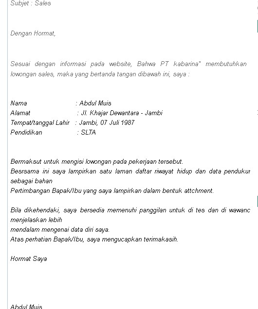 lamaran via email beserta lampirannya contoh surat lamaran kerja via 