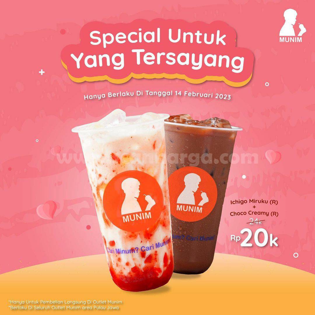 Promo MUNIM VALENTINE – Spesial Dua Minuman cuma 20RB