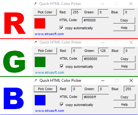تنزيل برنامج إلتقاط الألوان ومٌعرف أكواد الهتميل Quick HTML Color Picker
