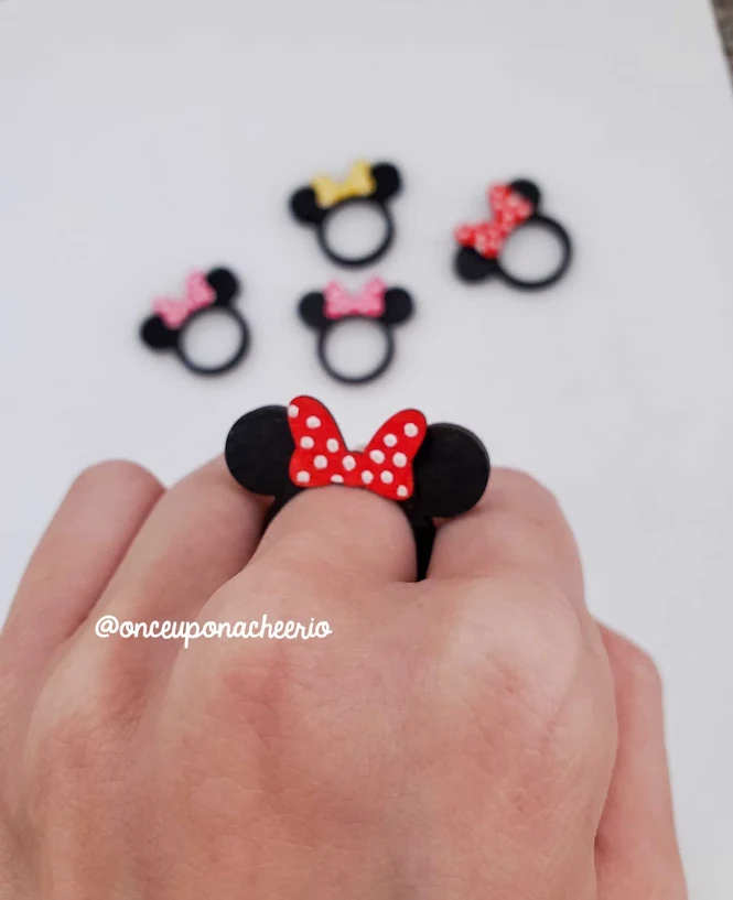 Wearing the Laser Cut Wooden Minnie Mouse Ear Rings