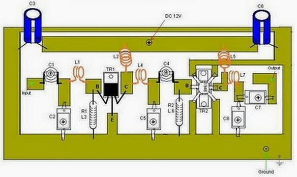 Booster FM Transmitter 50 Watts  Circuit Schematic using 