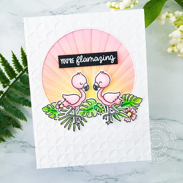 Sunny Studio Stamps: Moroccan Embossing Folder Fabulous Flamingos Beach Buddies Everyday Cards by Ashley Ebben