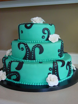 Almas Weddings Teal Wedding Cakes With Ribbon Decoration