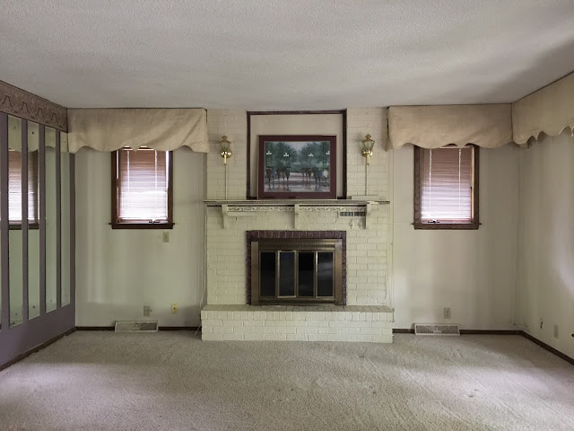 eighties dining room remodel with fireplace