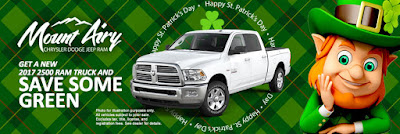 Mount Airy Dealership, 2017 Ram Truck, Trucks in Mount Airy, 2017 Trucks, St Patrick's Day, Truck Specials