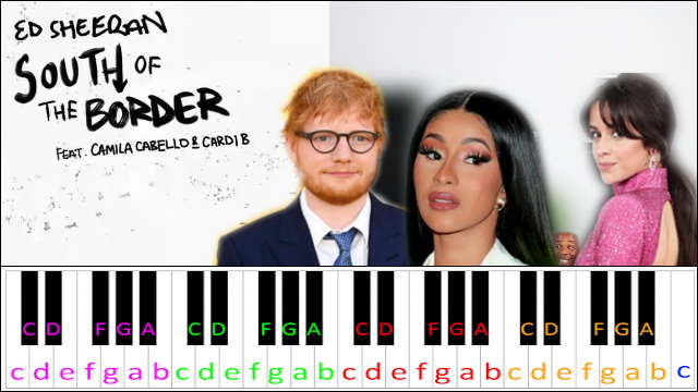South of the Border by Ed Sheeran ft. Camila Cabello & Cardi B Piano / Keyboard Easy Letter Notes for Beginners