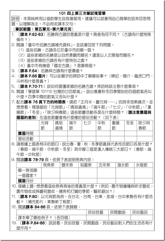 101四上學期社會第三次筆試複習問題練習B4_01