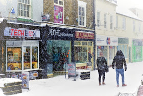 Picture: Hardy shoppers in Brigg during a spell of snowy weather in 2018 - see Nigel Fisher's Brigg Blog