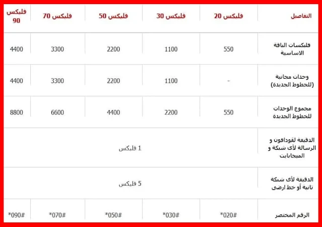 باقات فودافون مكالمات فقط