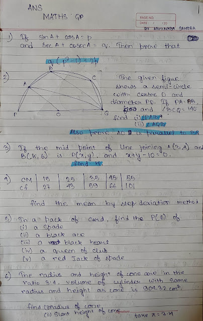 Class 10 Math test paper by Abhinabo Santra