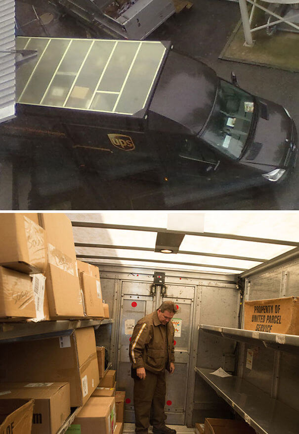 20 Brilliant Ideas That Should Become Reality Everywhere - The Roofs Of UPS Trucks Aren't Brown. They Are Translucent, So That The Inside Of The Truck Does Not Need To Be Lit During The Day
