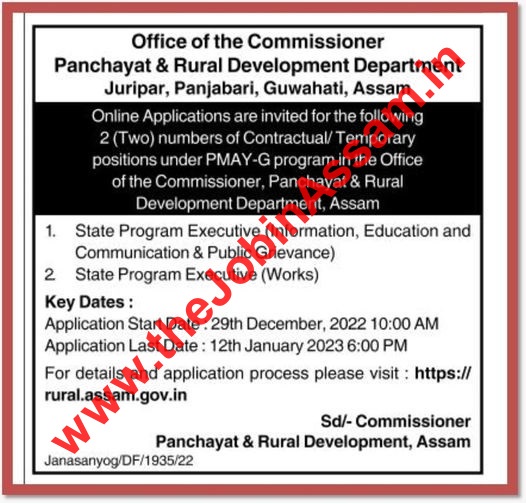 PNRD Assam Recruitment 2023 - State Program Executive Vacancy