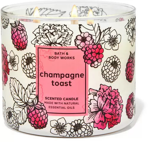 Bath & Body Works Champagne Toast 3 Wick Fruit Scented Candle - Beige